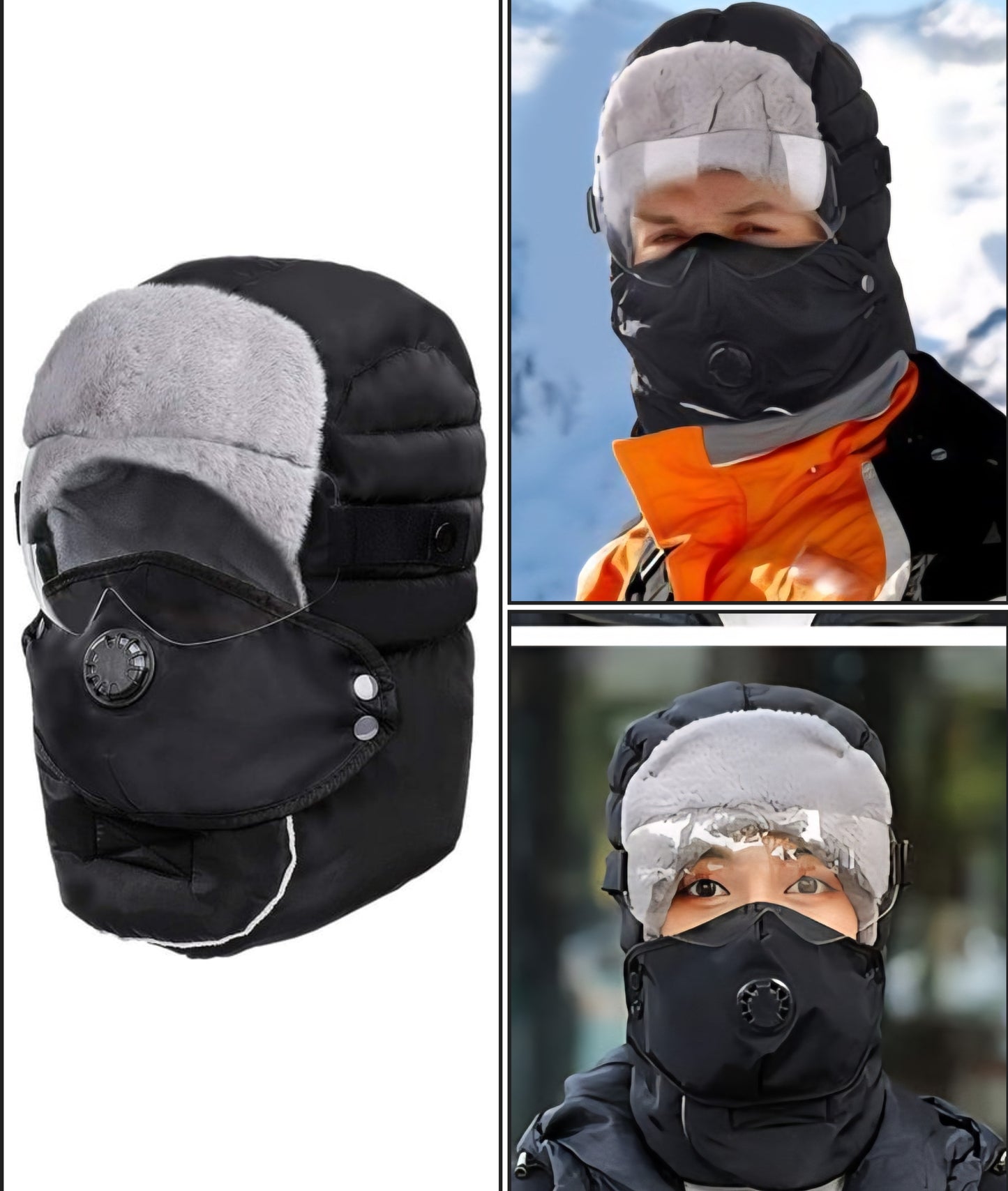 INSULATED WINTER HAT BLACK WITH GLASSES $14.99 (UNIDAD)