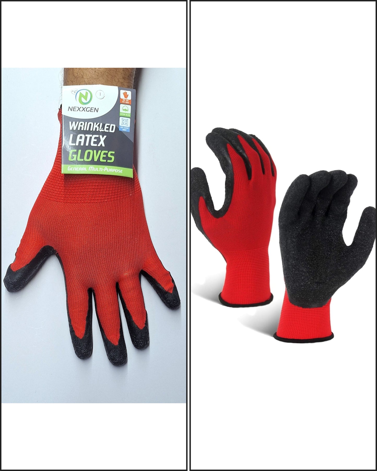 WRINKLED LATEX GLOVES RED / BLK . ( AA-79843 )———$1.99