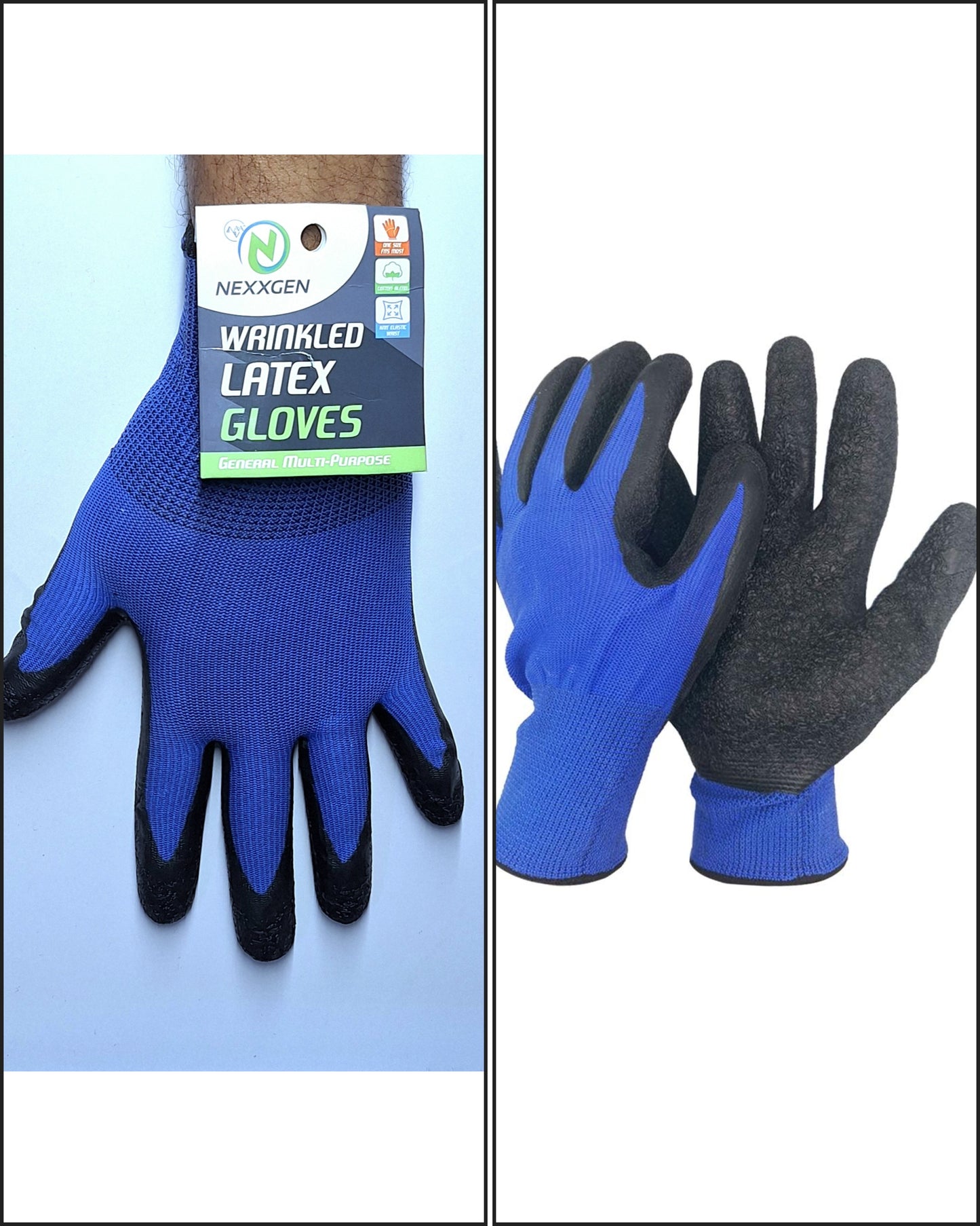 WRINKLED LATEX GLOVES BLUE / BLK. AA-79843 )———$1.99
