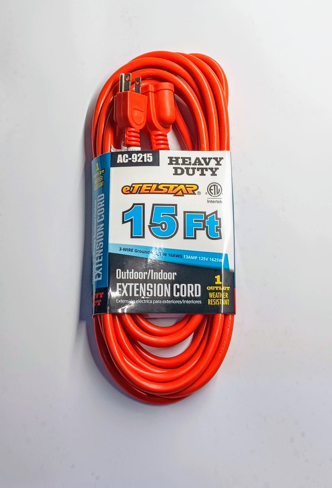 ORANGE EXTENSION CORD 15 FT 3-WIRE.———— $19.99