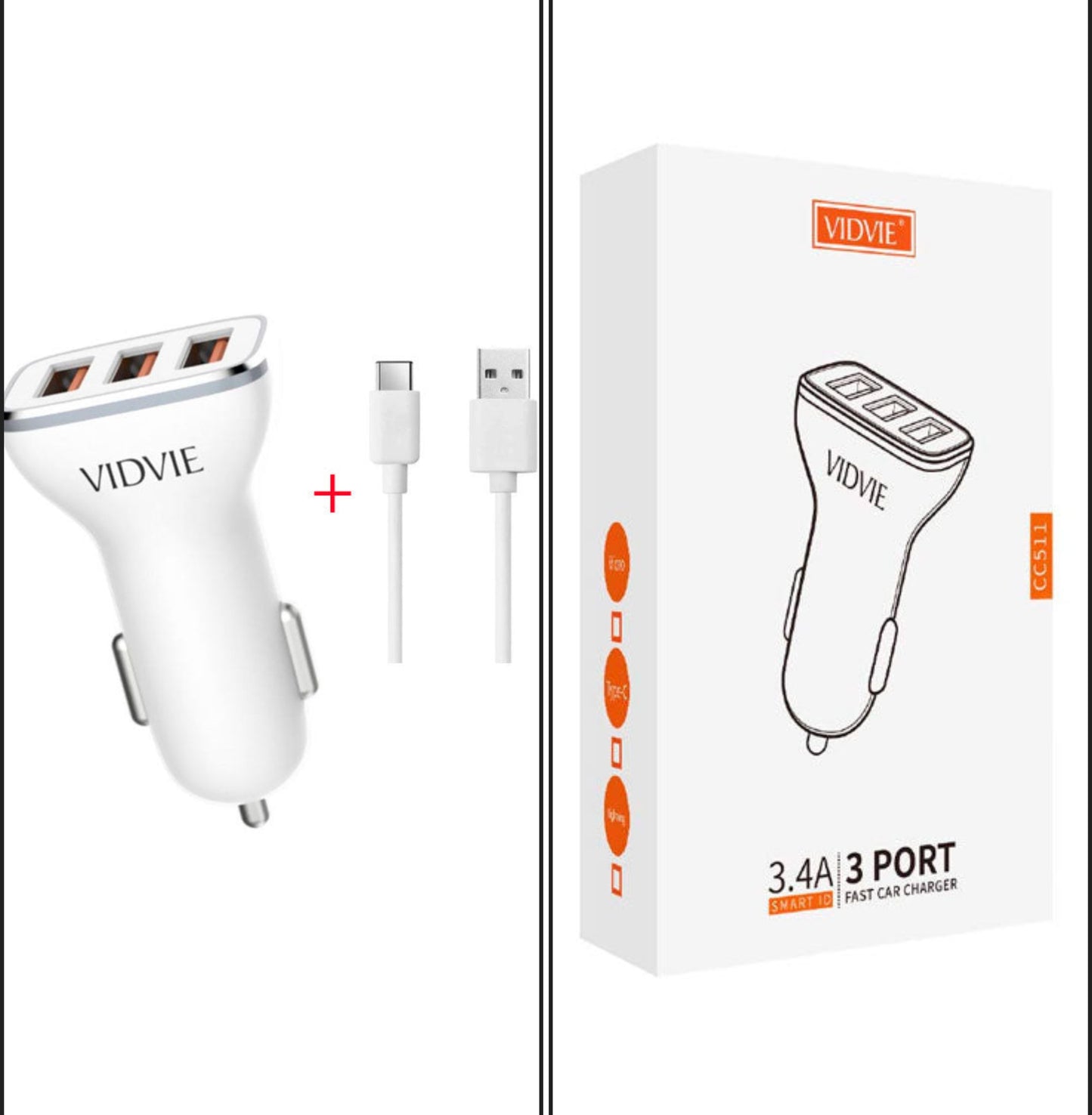 CHARGER 2/1 CAR 3USB + USB TC CABLE.———— $9.99
