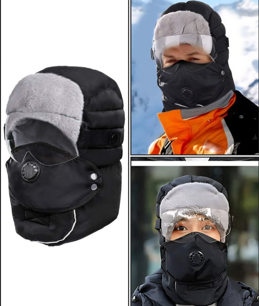 INSULATED WINTER HAT BLACK WITH GLASSES $14.99 (UNIDAD)