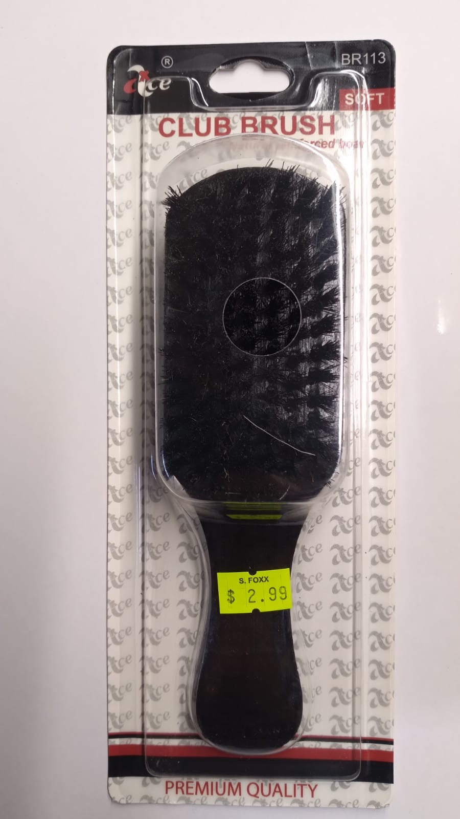 CEPILLO DE MADERA SOFT BLACK.    (# BR 113)————— $2.99