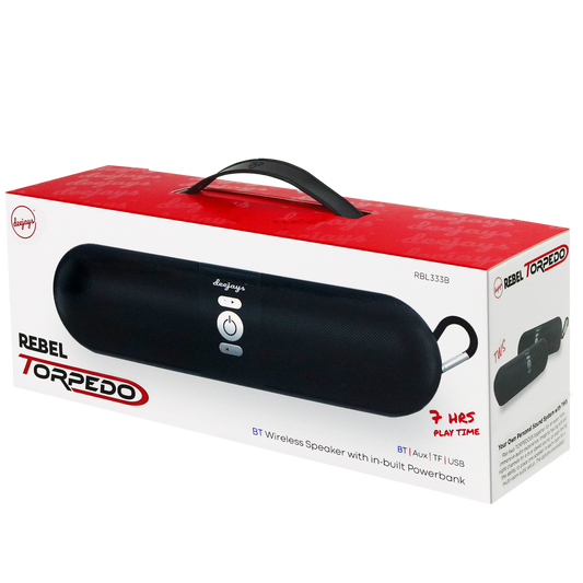 SPEAKER REBEL TORPEDO BLACK (BLUETOOTH)————— $39.99
