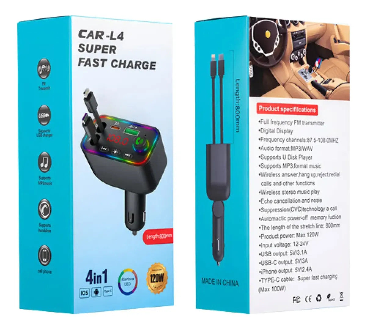 CAR FM PLAYER  4 IN 1.—————————$24.99