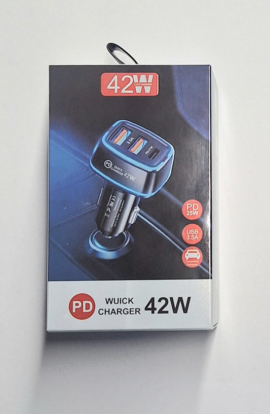 CAR CHARGER 2 USB / 1C (42W)- ———$8.99